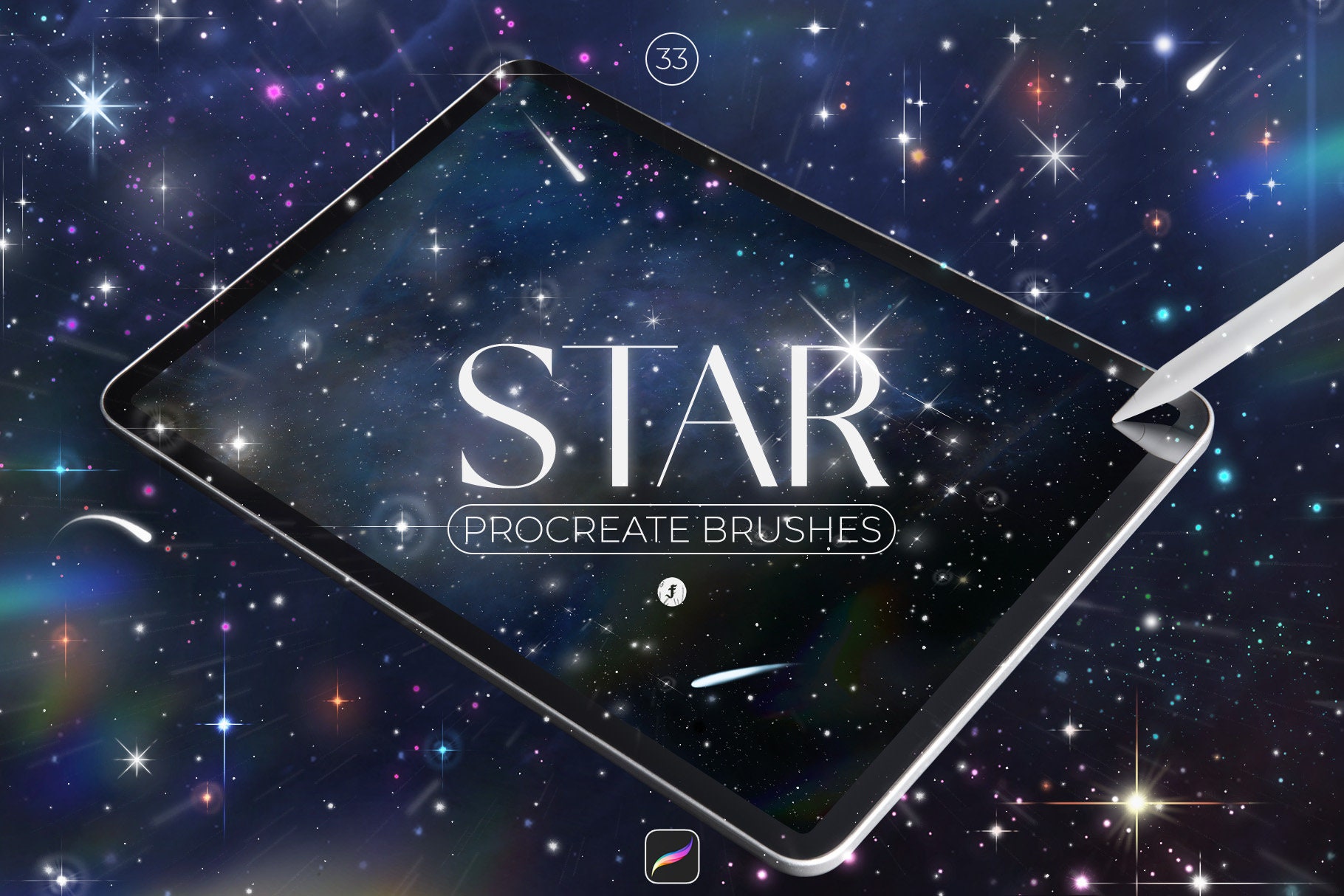 Pinceles Procreate Estrella | Sellos espaciales dinámicos y set de galaxia con brillo y cometas