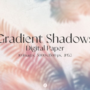 Gradient Shadows Digital Paper | Colorful Palm Shadows, Plant Shadows, Rainbow Tropical Shadows, Digital Download