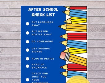 After School Checklist for Kids, After School Checklist Printable, Kids after school list, Editable Digital Download, Organizer