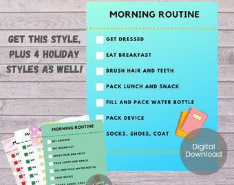 Tableau de routine du matin pour les enfants, liste de contrôle du matin imprimable, routine du matin modifiable pour les enfants, tableau de routine imprimable, tableau de routine modifiable