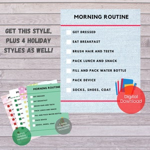Morgen-Routine-Diagramm für Kinder, druckbare Morgen-Checkliste, bearbeitbare Morgen-Routine für Kinder, druckbare Routine-Diagramm, bearbeitbares Routine-Diagramm