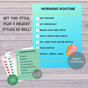Morgen-Routine-Diagramm für Kinder, druckbare Morgen-Checkliste, bearbeitbare Morgen-Routine für Kinder, druckbare Routine-Diagramm, bearbeitbares Routine-Diagramm