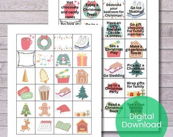 Family Advent Calendar Activity Cards, printable, digital download, Advent Calendar filler ideas, Christmas activities for kids