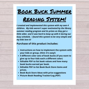 Summer Reading Program for Kids, Easy Summer Reading Incentive, Printable Reading Tracker for Reading Program image 3