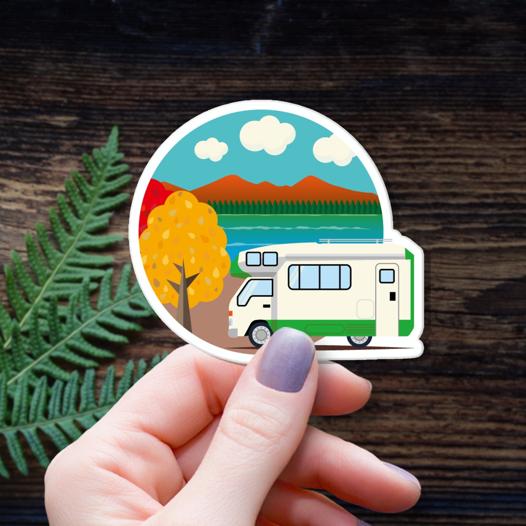 Vintage Camper Van Sticker Autumn Scene Travel Adventure Gift for ...