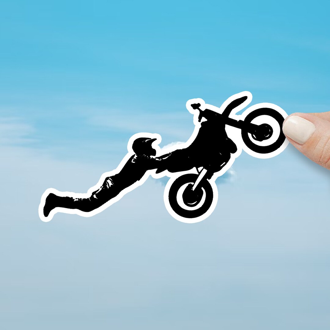 Motocross Vinyl Sticker Black and White Dirt Bike Decal Moto Trick ...