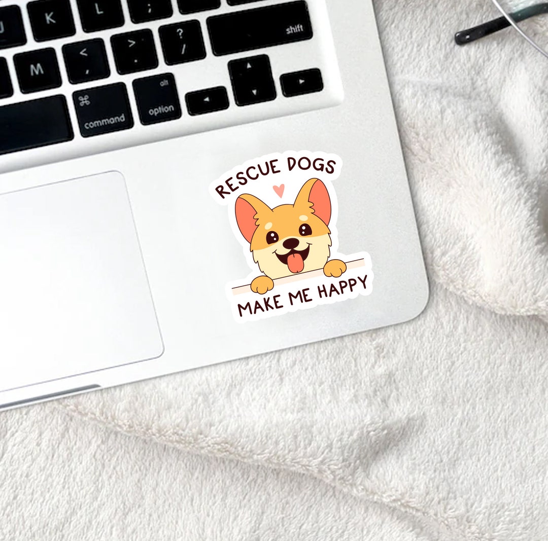 Rescue Dog Sticker Corgi Vinyl Decal Adopt Don't Shop Car Laptop Water ...