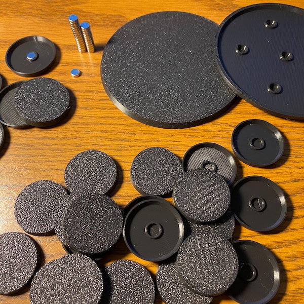 Round and Oval Bases for miniatures wargaming magnet-ready 25mm, 28mm, 32mm, 40mm, 50mm, 60mm
