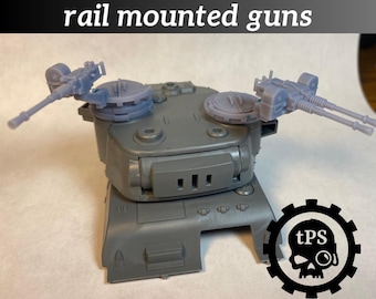 Tank cupola hatches with rail-mounted weapons for sci-fi tanks and vehicles
