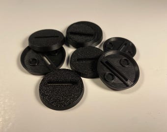 Slotted Round Bases for miniatures wargaming magnet-ready 25mm, 28mm, 32mm, 40mm