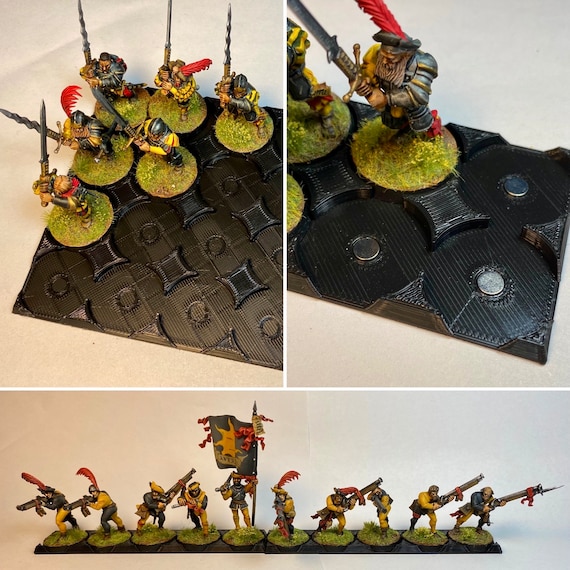 LITKO 3-Figure Horde Tray For 25mm Circle Bases - Movement Tray Compatible With Warhammer, Age Of Sigmar, Bolt Action
