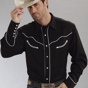 Men Black Country Western Cotton Prom Shirt Custom Made - Etsy