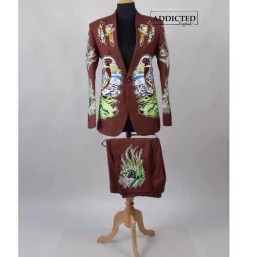 Men Two Piece Western Designer Suit Custom Made Embroidered Etsy