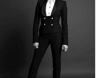 Womens black and shop white tuxedo suit