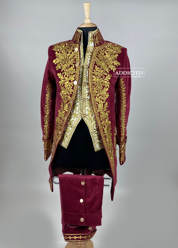 Men Cherry Red Velvet 3pc French Nobleman Costume 18th Century - Etsy Sweden