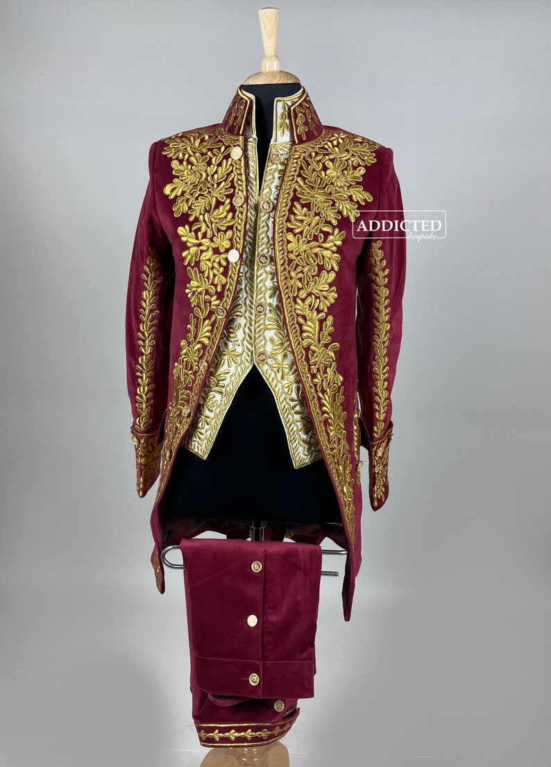 Men Cherry Red Velvet 3pc French Nobleman Costume 18th Century - Etsy