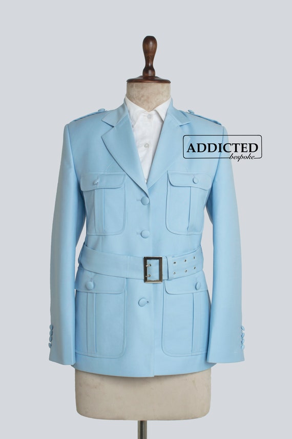 Men Blue Cotton Safari Bush Jacket Notch Lapel Patch Pocket - Etsy