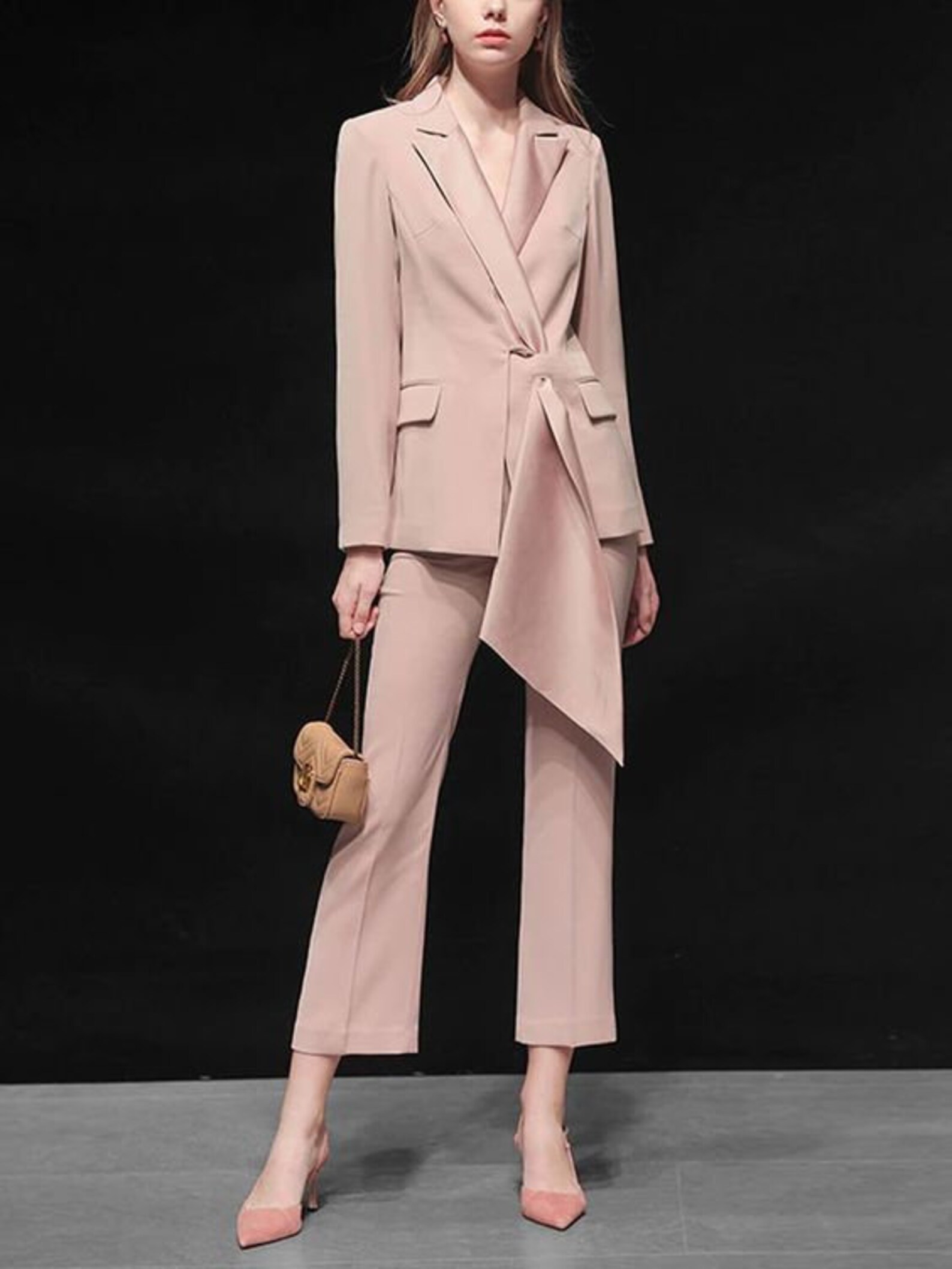 Women Blush Pink Suit Custom Made Two Piece Cotton Single Etsy