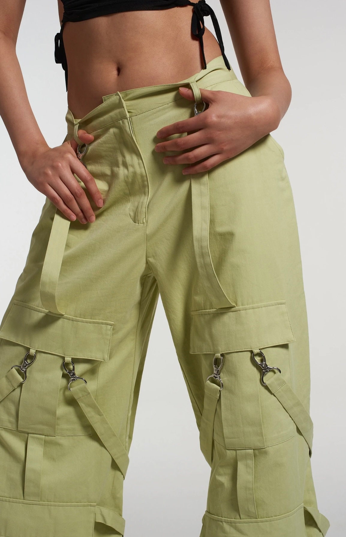 Women Green Cotton Baggy Cargo Pants Tailor Made Formal Casual Retro  Fashion High Street Loose Trousers Aesthetic Outfits Prom Work Attire -   Denmark