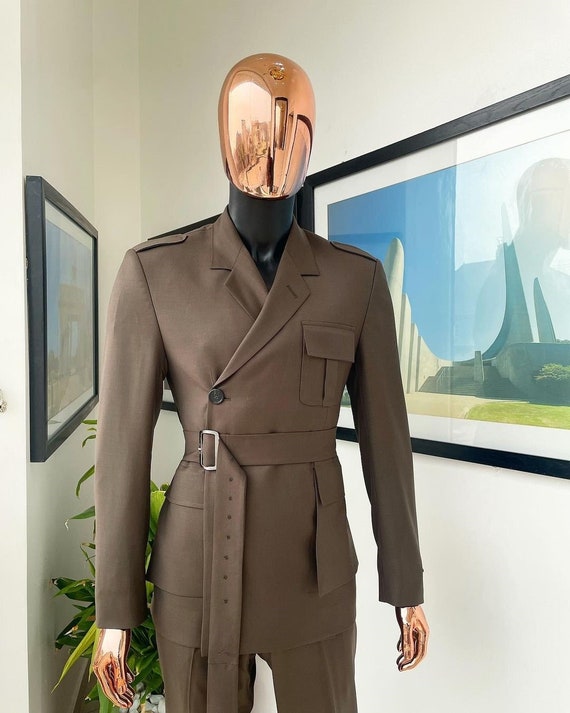 Men Tailor Made Coffee Brown 2 Button 