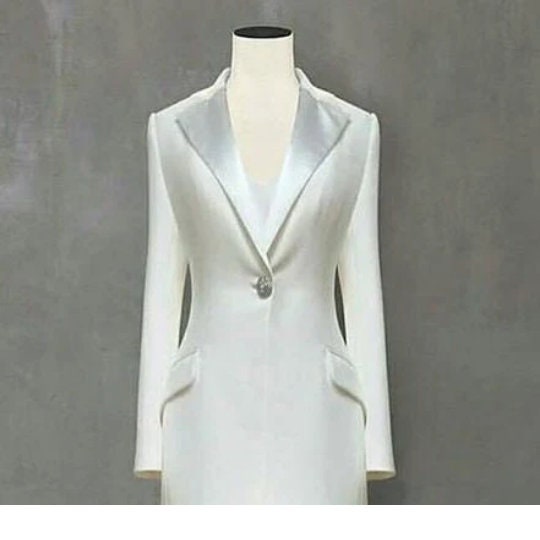 Bianca Suit Blazer Dress in Ivory Long Sleeve, Double Breasted White Suit  Dress Civil Ceremony Bride Outfit Mid Thigh, Formal Mini Dress -  Canada