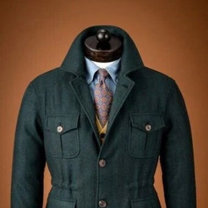 Men Custom Made Safari Bush Jacket Green Breathable Wool Patch - Etsy