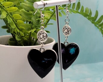 Heart Shape Drop Earrings, Resin Dangle Drop Earrings, Stainless Steel Long Earrings, Women Jewelry Gifts, Gift for Her, Summer Earrings