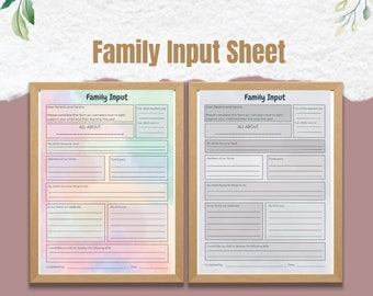 Family Input - All About Me Sheet