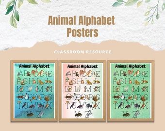 Animal Alphabet Printable Poster -Early Childhood Teacher Resources, Homeschool, Kindergarten, Preschool, classroom