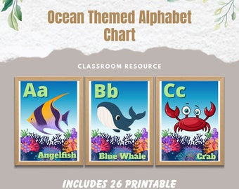 Ocean Themed Printable Alphabet Chart