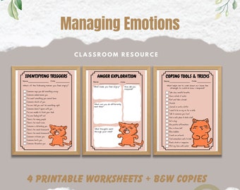 Managing Emotions - Anger - Children's reflection worksheet Templates