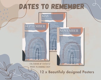 Dates to Remember: Calendar of Events' poster collection Boho Design