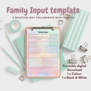 Family Input - All About Me Sheet