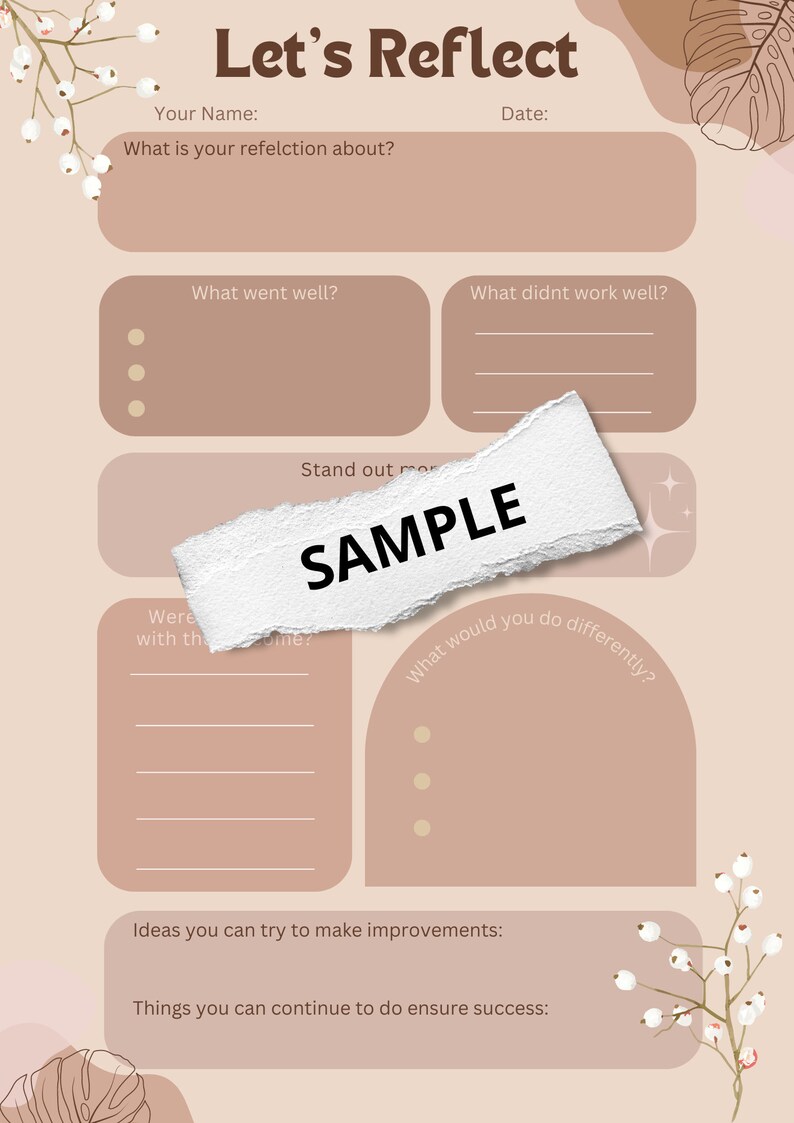 Reflection Template Empty Let's Reflect - Educators Reflection Template - Etsy Australia