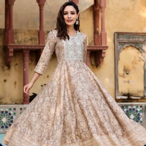 Gold anarkali dress cheap