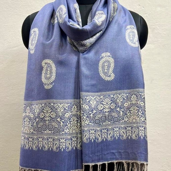 Paisley woven Stole-Wrap/Shawl or Scarf-Casual-Formal-Soft Acrylic wool-warm winter Stole with Tassels- Gift for her