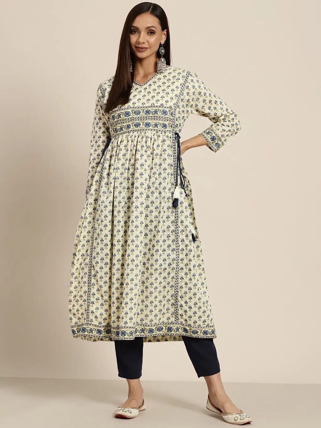 Hand Block Print Midi Dress in Pure Etsy