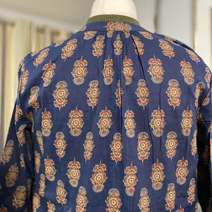 Robe chemise longue tunique indienne-Imprimé ethnique block-Pur coton-Bleu-Poches-A-ligne casual-Vacances-Robe d'été-vibe vintage-Bohème-Éthique image 8