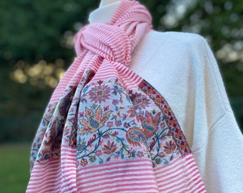 Gestreifter Kaschmir-Gauze-Schal mit Kashmiri Kani-Webart-Blumenrand-75 X 200 cm-ULtra leichte Luxus-Stola-Muttertagsgeschenk für Sie