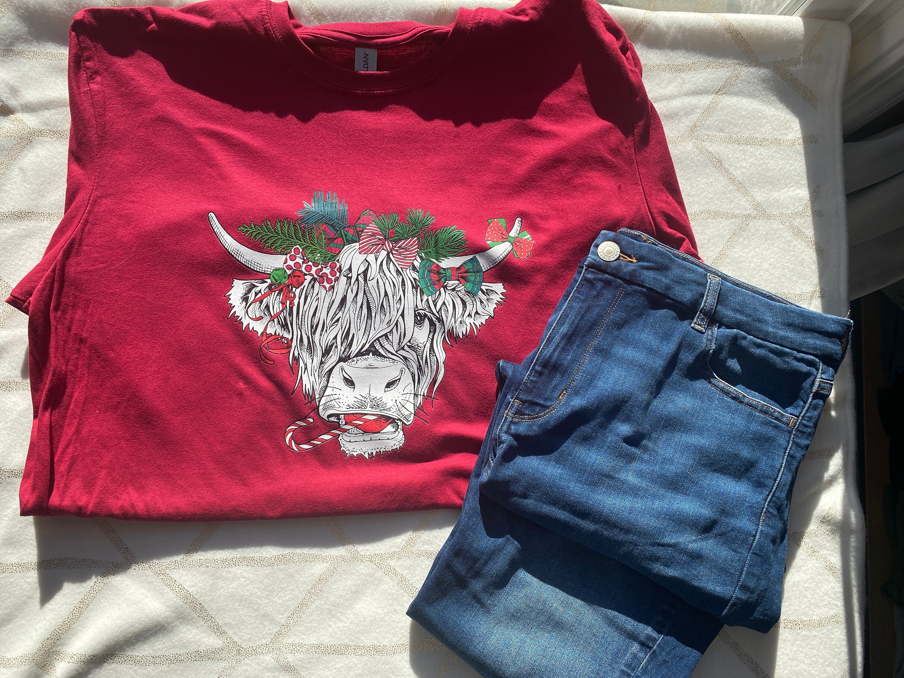 Highland Christmas Cow Shirt | Etsy