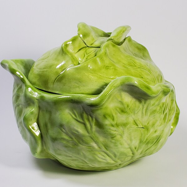 Vintage Cabbage Serving Dish / Soup Tureen - Holland Mold - Handcrafted