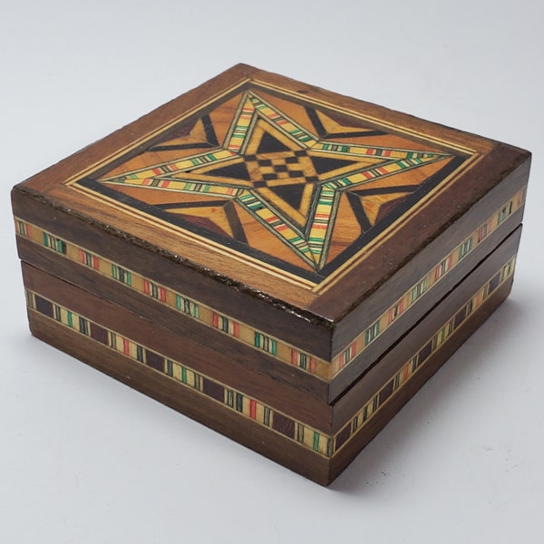 Syrian Wooden Mosaic inlay Trinket Box - ring box