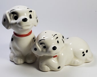 Set di sale e pepe in ceramica Disney Treasure Craft 101 Dalmations degli anni '80