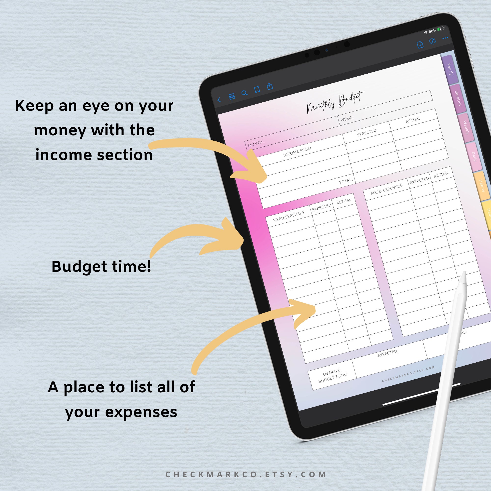 Colorful Digital Planner for Goodnotes or Noteshelf - Etsy