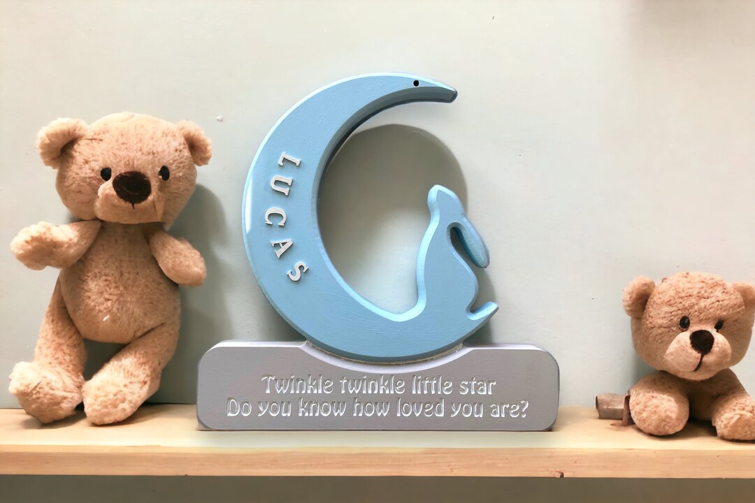 Hare in Moon Shelf Decor Nursery Rhyme Quote Gift for Etsy