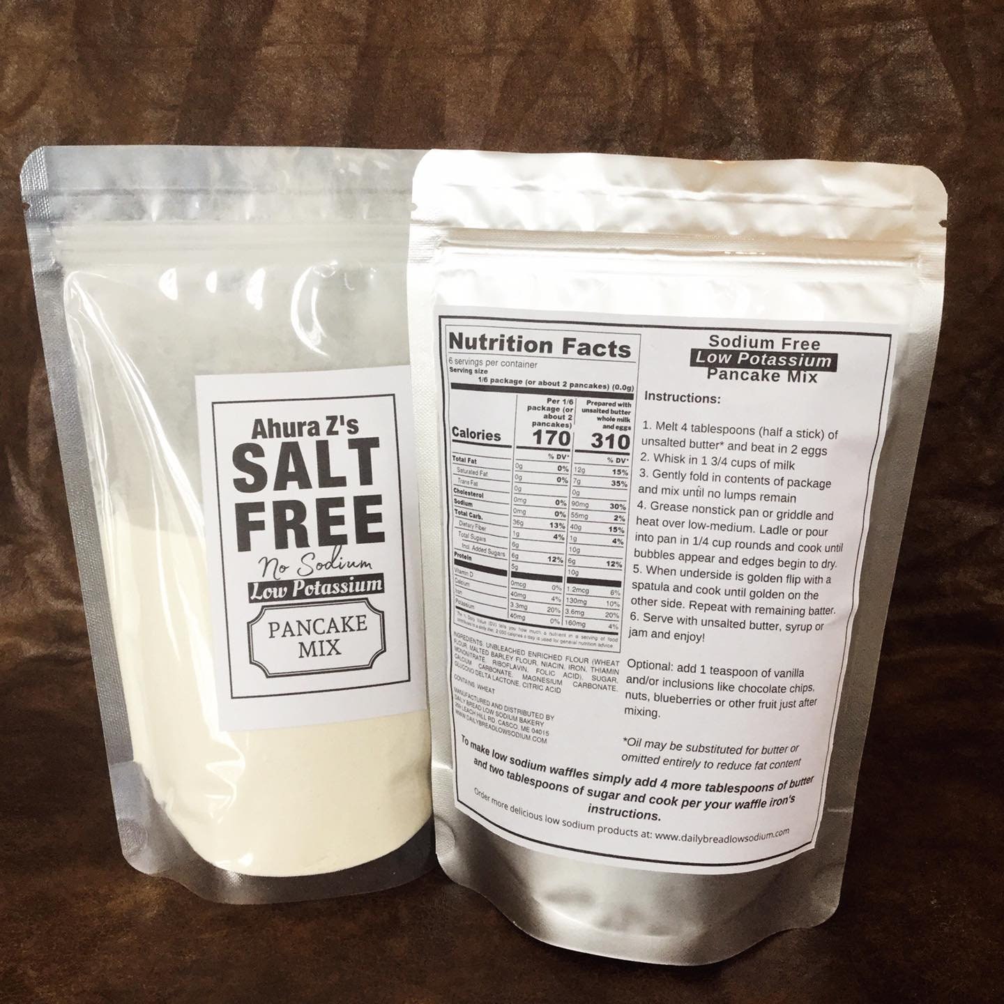 Low Sodium Pancake or Waffle Mix. Makes 12 Pancakes / Flapjacks