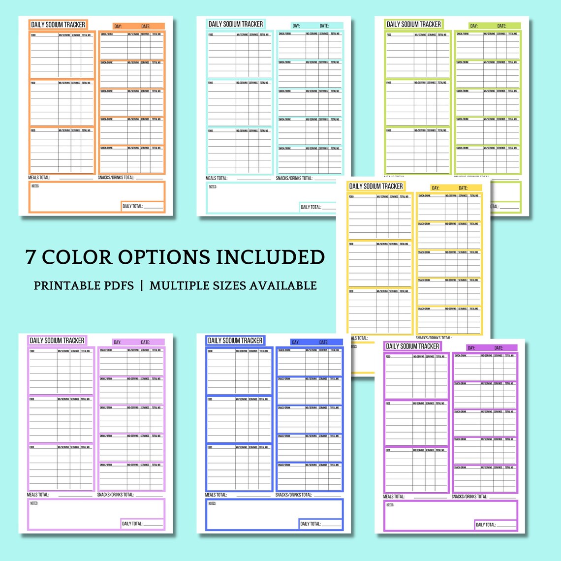 Low Sodium Food Journal Printable PDF, A4 A5 Printable Daily Salt Tracker Food Log, Sodium ...