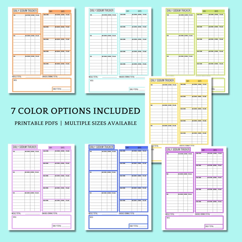 Low Sodium Food Journal Printable PDF, A4 A5 Printable Daily Salt Tracker Food Log, Sodium ...