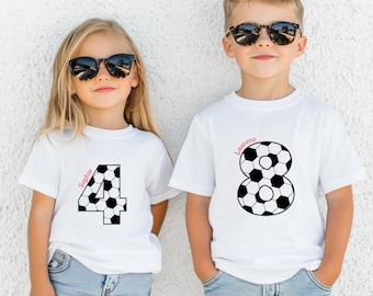 Personalized football birthday shirt for girls and boys with name, birthday outfit, T-shirt for birthday child, 3 4 5 6 7 8 9 10