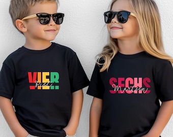 Personalized birthday shirt for girls and boys with name and number, birthday outfit, T-shirt for birthday child, 3 4 5 6 7 8 9 10